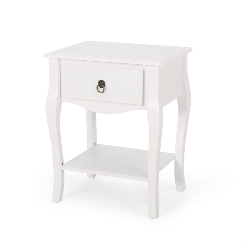 Traditional Wooden Side Table with Drawer - NH676313