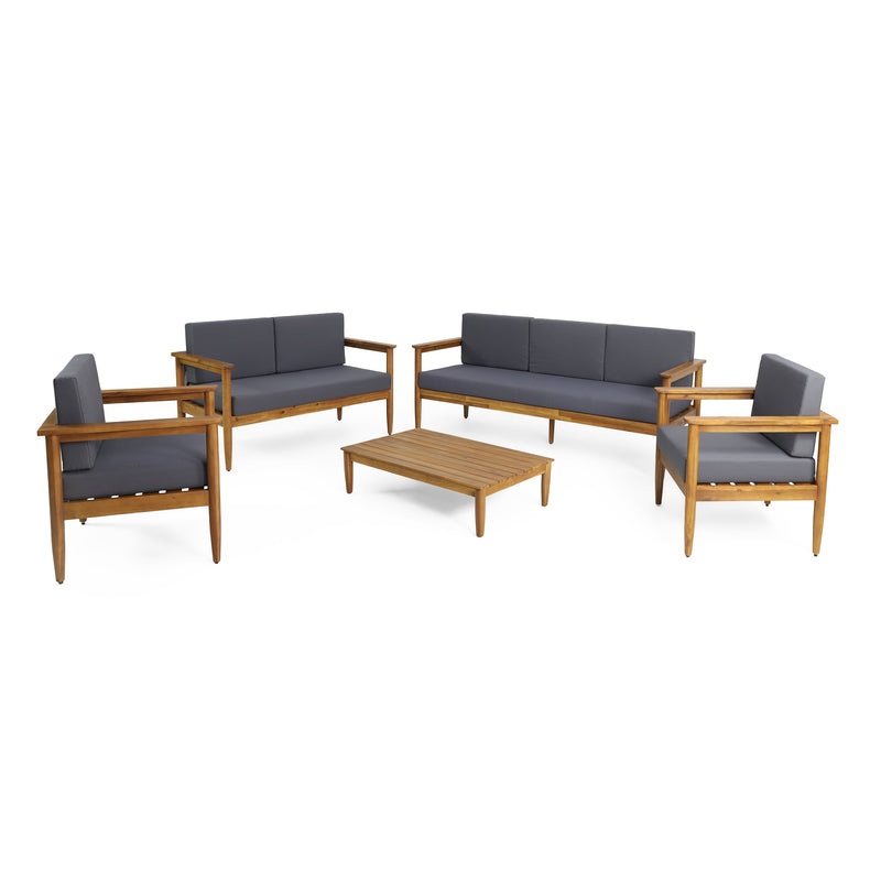 Outdoor Acacia Wood 7 Seater Chat Set - NH226313